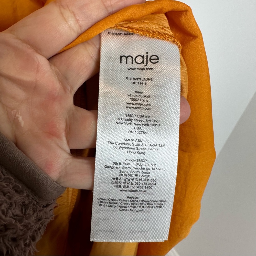 Maje Rasti One-Shoulder Satin Midi Dress in Yellow - Picture 7 of 12